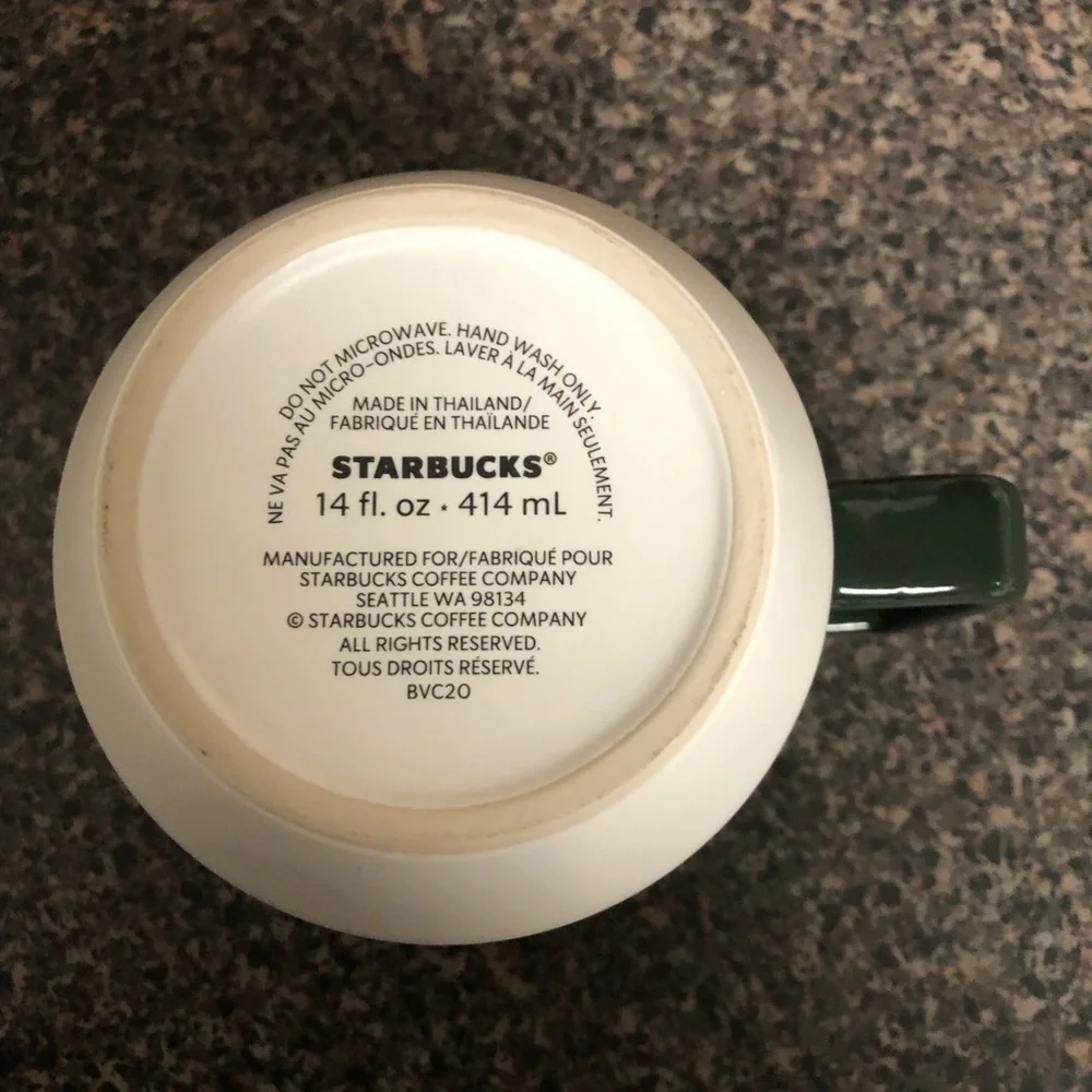 Starbucks‎ 2020 Christmas Coffee Mug Green Holly Berries Mistletoe 14oz